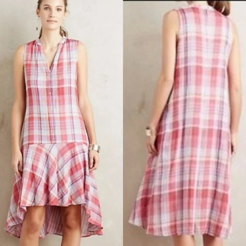 Maeve Anthropologie Plaid Swing Sleeveless Dress Sz S - Picture 2 of 10